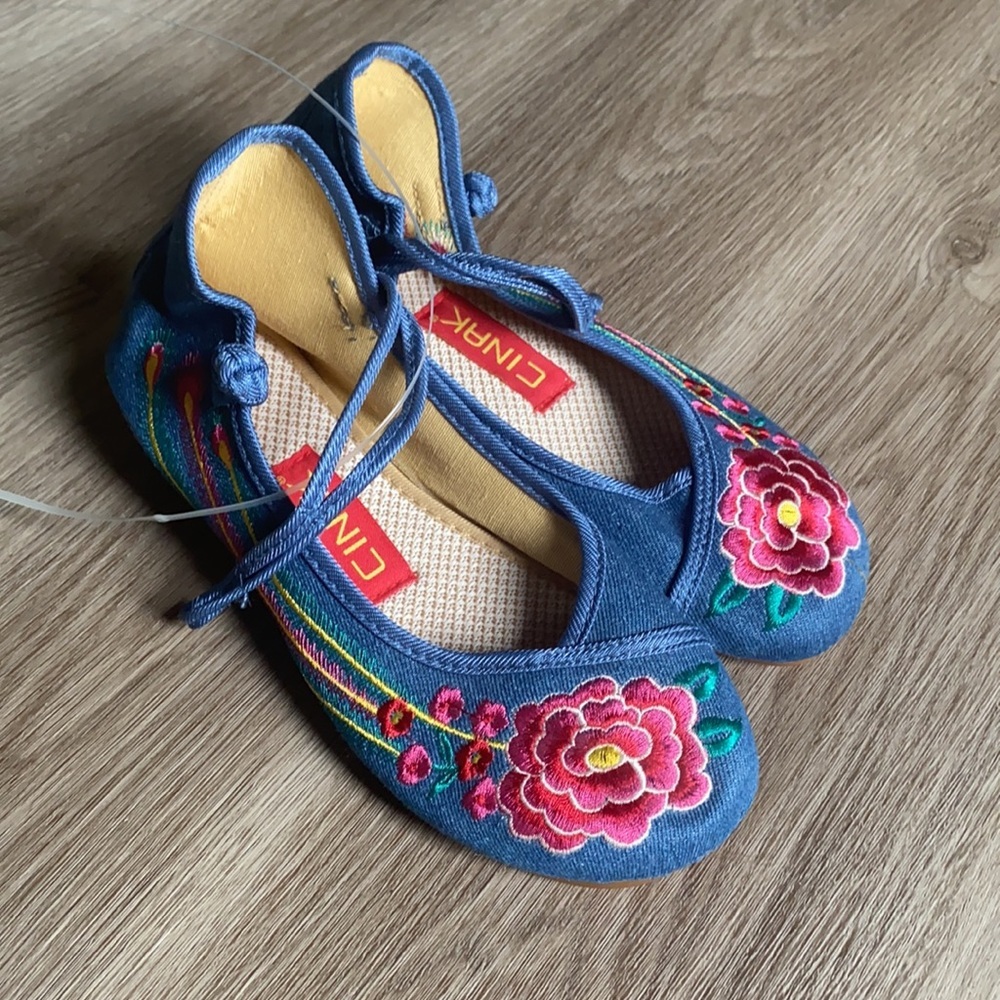 Ina Blue Embroidered Women's Flats